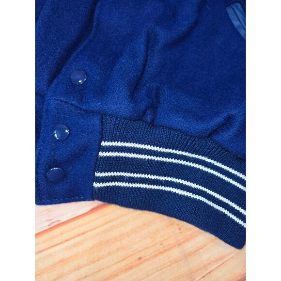 VTG Rock Creek Varsity Jacket XL Navy Wool Leather Letterman NWT Deadstock - Picture 11 of 13